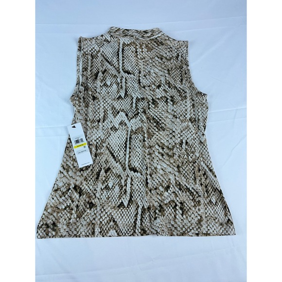 Calvin Klein Snakeskin Print Sleeveless Blouse Top Collared Womens M Medium - Picture 8 of 10